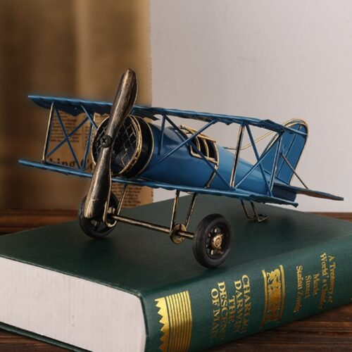Vintage Metal Biplane Model